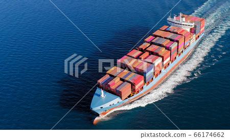 Large Container ship at Sea, Aerial image. Large Container ship at Sea, Aerial image. 66174662