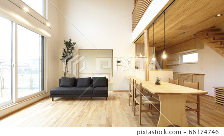 Stylish Japanese style wood dining room 66174746