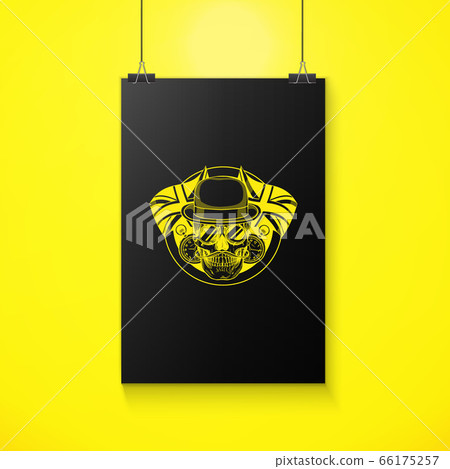 Hand drawn sketch of british skull with hairstyle 66175257