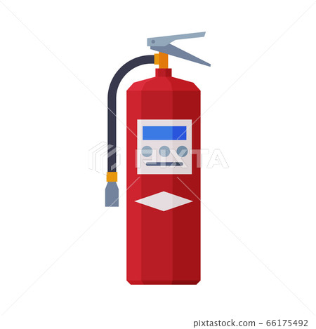 Red Fire Extinguisher, Firefighting Equipment Flat Style Vector Illustration on White Background 66175492