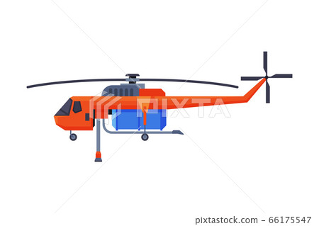 Firefighting Helicopter, Emergency Service Vehicle Flat Style Vector Illustration Isolated on White Background 66175547