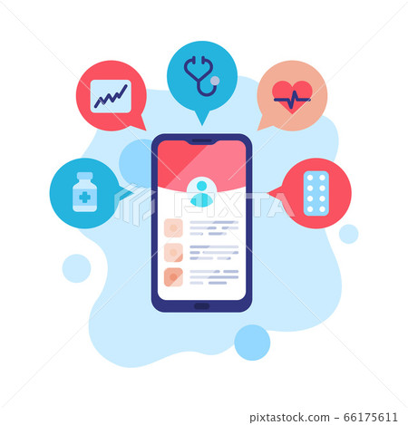Online Medical Consultation Mobile App, Telemedicine Service Flat Style Vector Illustration on White Background Online Medical Consultation Mobile App, Telemedicine Service Flat Style Vector Illustration on White Background 66175611