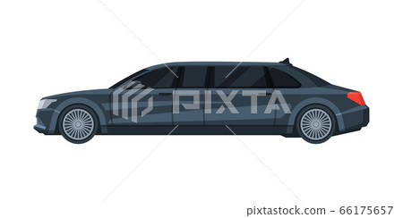 Black Limousine Car, Elegant Premium Luxurious Sedan Limo Vehicle, Side View Flat Vector Illustration Black Limousine Car, Elegant Premium Luxurious Sedan Limo Vehicle, Side View Flat Vector Illustration 66175657