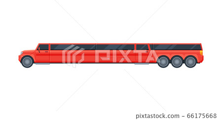 Red Limousine Car, Premium Luxurious Limo Vehicle, Side View Flat Vector Illustration Red Limousine Car, Premium Luxurious Limo Vehicle, Side View Flat Vector Illustration 66175668