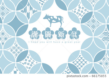 2021 ox year New Year's card template with Japanese cloisonne design 2021 ox year New Year's card template with Japanese cloisonne design 66175855