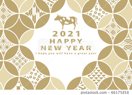 2021 ox year New Year's card template with Japanese cloisonne design 2021 ox year New Year's card template with Japanese cloisonne design 66175858
