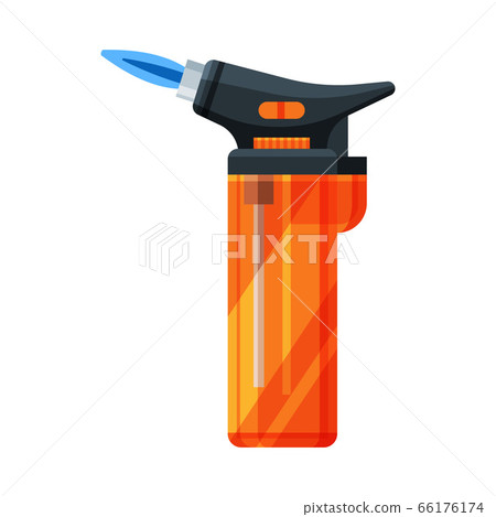Orange Plastic Cigarette Lighter, Flammable Smoking Equipment Vector Illustration 66176174