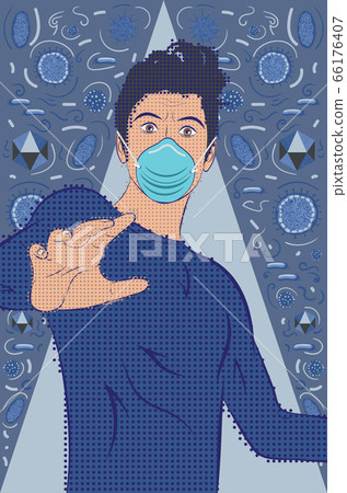 Pop art man in medical mask 66176407