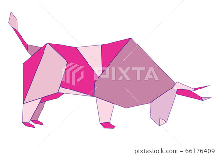 Pink origami bull Pink origami bull 66176409