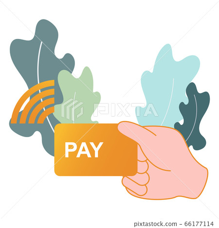 Contactless, cashless payment buying illustration. Digital disruption, social distancing, new normal concept Contactless, cashless payment buying illustration. Digital disruption, social distancing, new normal concept 66177114