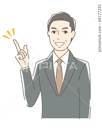 A man smiling and pointing A man smiling and pointing 66177285