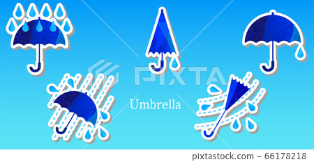 Set of art weather illustrations in clipping style, umbrella, rain 66178218