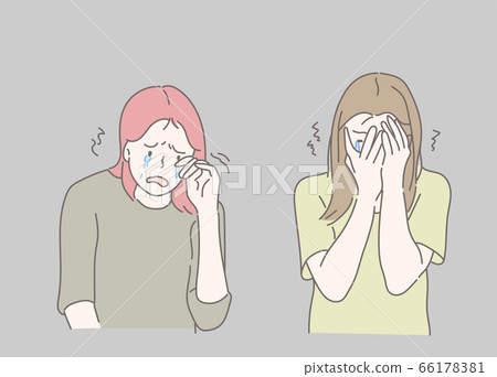 People with sad expression and cry. Hand drawn in thin line style, vector illustrations. People with sad expression and cry. Hand drawn in thin line style, vector illustrations. 66178381
