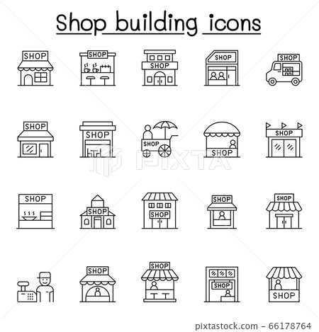 Shop icons set in thin line style 66178764