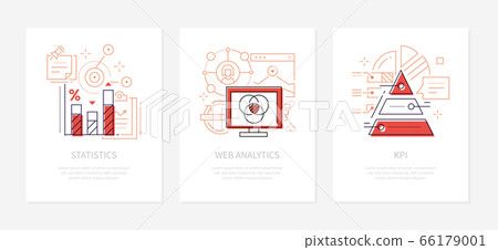 Data Analysis - line design style banners set - Stock Illustration ...