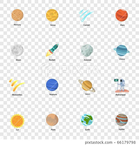 Space planet icon set, flat style Space planet icon set, flat style 66179798