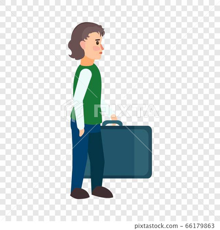 Refugee boy travel bag icon, flat style 66179863