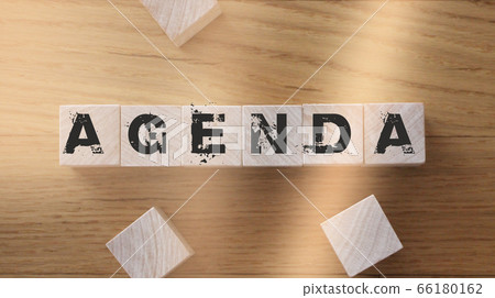 Agenda - words from wooden blocks with letters, a list of matters agenda concept, wooden background 66180162