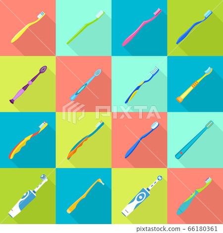 Toothbrush icon set, flat style - Stock Illustration [66180361] - PIXTA