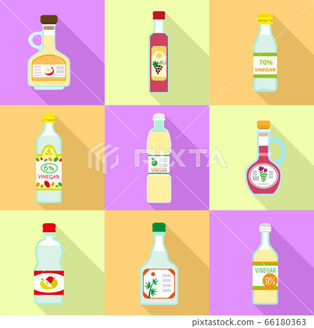 Vinegar icon set, flat style Vinegar icon set, flat style 66180363