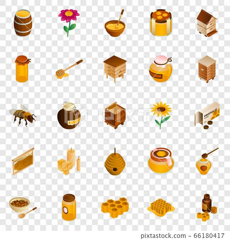 Honey icon set, isometric style 66180417