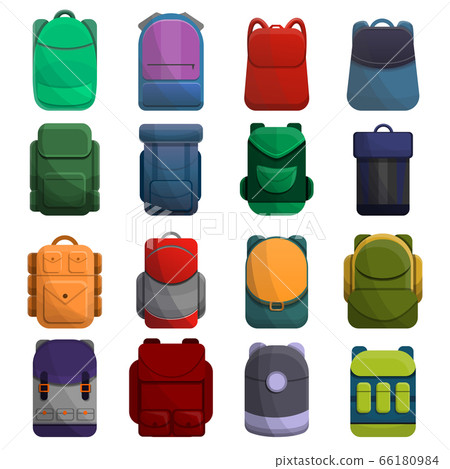 Backpack icon set, cartoon style 66180984