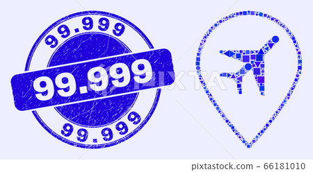 Blue Grunge 99.999 Stamp and Airport Map Marker Mosaic Blue Grunge 99.999 Stamp and Airport Map Marker Mosaic 66181010