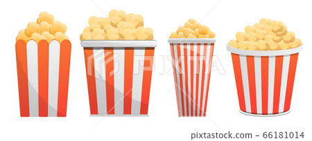 Popcorn icon set, cartoon style Popcorn icon set, cartoon style 66181014