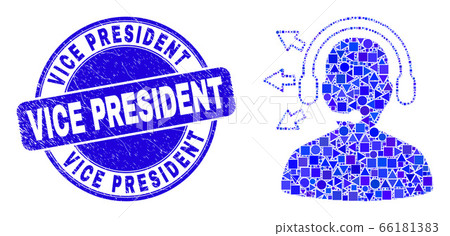 Blue Distress Vice President Stamp and Radio Operator Mosaic 66181383