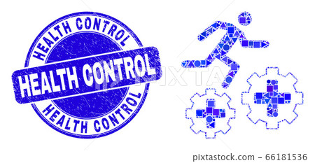 Blue Grunge Health Control Seal and Running...-插圖素材 [66181536] - PIXTA圖庫