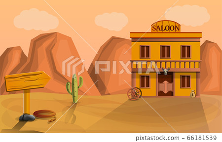 Desert saloon concept banner, cartoon style Desert saloon concept banner, cartoon style 66181539