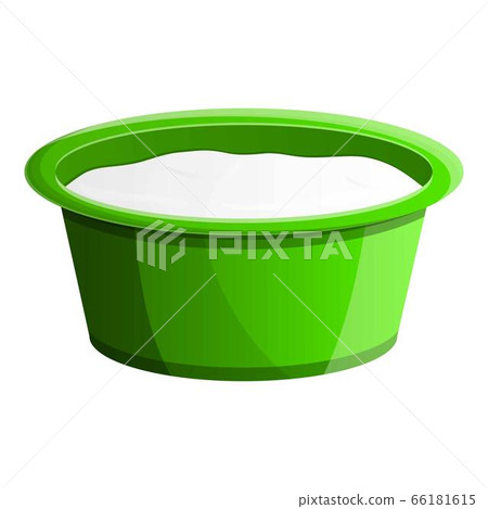 Green flat yogurt package icon, cartoon style 66181615