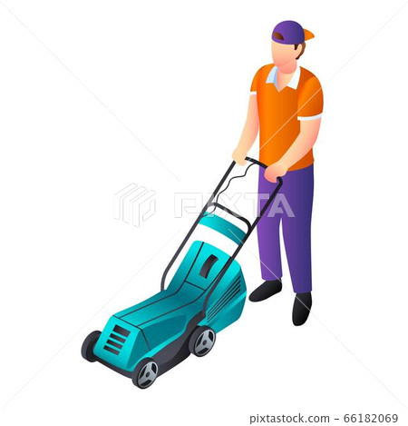 Lawnmower icon, isometric style Lawnmower icon, isometric style 66182069