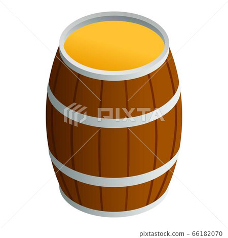 Honey wood barrel icon, isometric style Honey wood barrel icon, isometric style 66182070