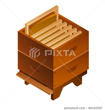 Bee hive honey frame icon, isometric style 66182087
