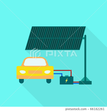 Electric car charging icon, flat style 66182261