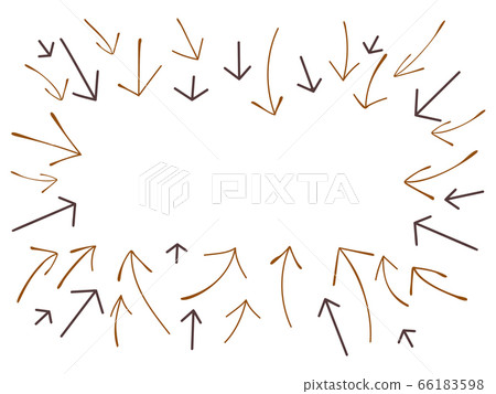 A frame of doodle arrows hand-drawn with space for text in the center. Background with arrows for banner, postcard A frame of doodle arrows hand-drawn with space for text in the center. Background with arrows for banner, postcard 66183598