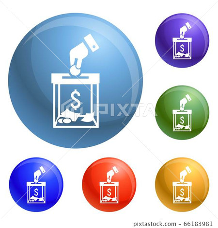 Migrant help money charity icons set vector 66183981