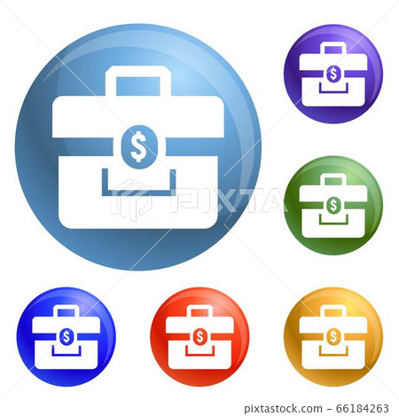 Money case icons set vector 66184263