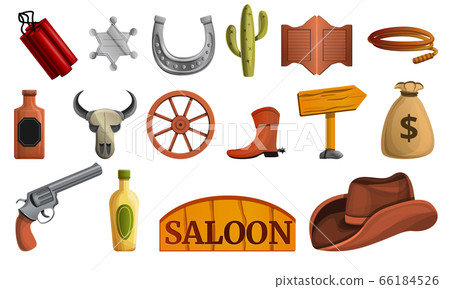 Saloon icon set, cartoon style Saloon icon set, cartoon style 66184526