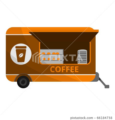 Coffee trailer icon, cartoon style 66184738