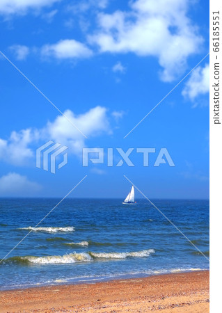 A view of a yacht off the coast of Ostend A view of a yacht off the coast of Ostend 66185551
