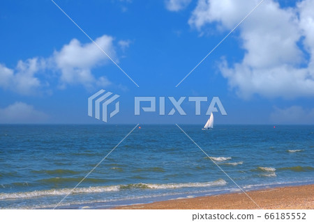 A view of a yacht off the coast of Ostend 66185552