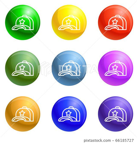 Star baseball cap icons set vector Star baseball cap icons set vector 66185727