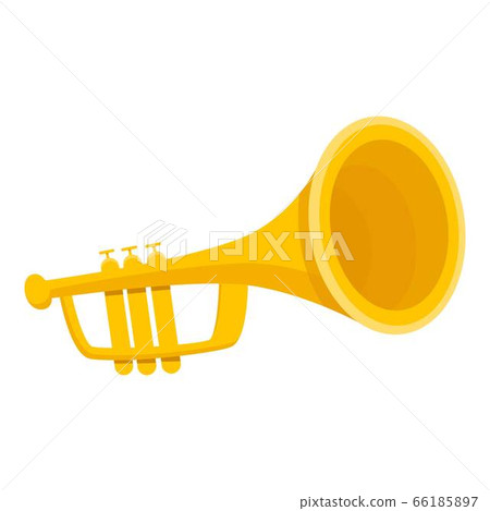 Gold trumpet icon, cartoon style Gold trumpet icon, cartoon style 66185897