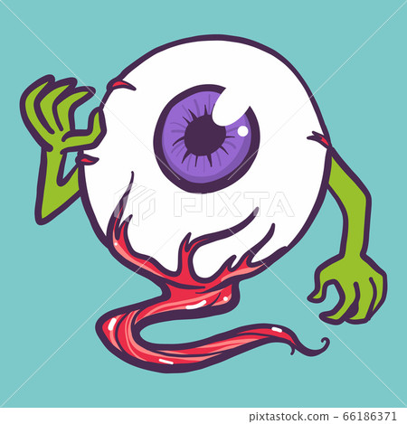 Green hand eyeball icon, hand drawn style 66186371