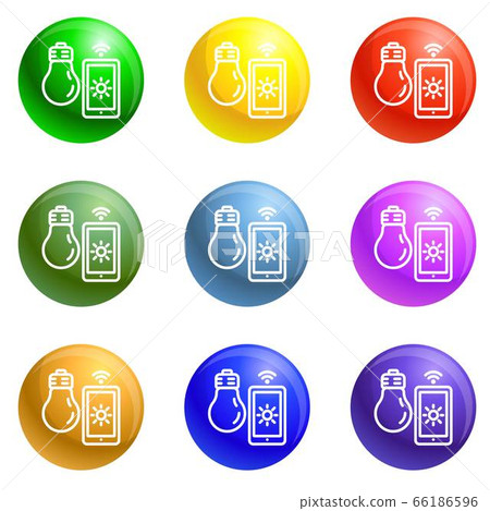 Light smart control icons set vector 66186596