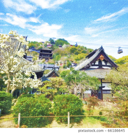 Onomichi Tenneiji watercolor style illustration (weak contour) 66186645
