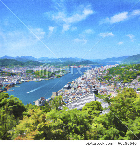 Onomichi Suido Watercolor style illustration (weak contour) Onomichi Suido Watercolor style illustration (weak contour) 66186646