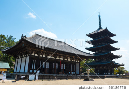 2020年4月Kofukuji寺,Togane Hall和五島寶塔的風景(奈良縣奈良市) 2020年4月Kofukuji寺,Togane Hall和五島寶塔的風景(奈良縣奈良市) 66186756